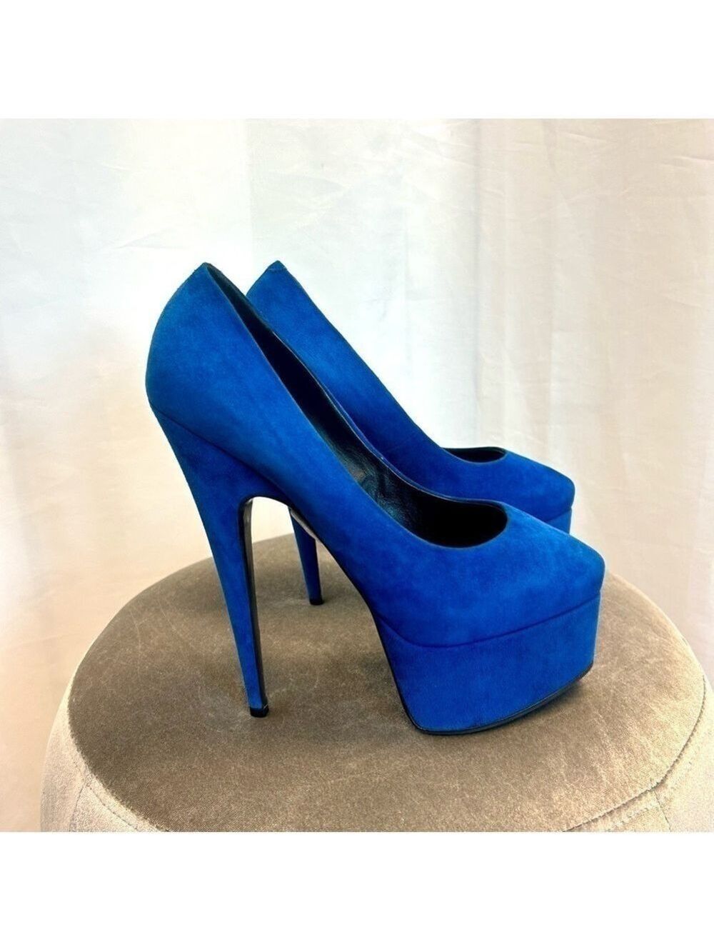 Giuseppe Zanotti blue suede Debra platform stiletto high heels Sz 39 - Picture 13 of 13